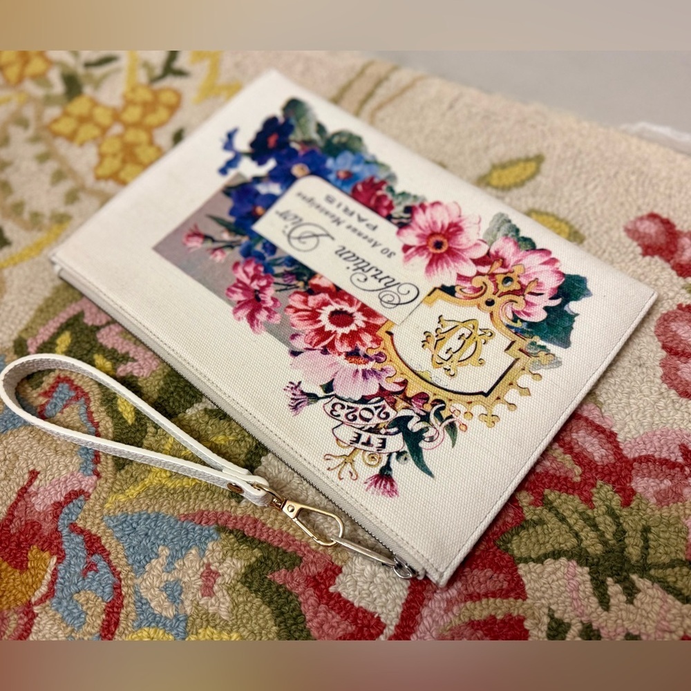 CHRISTIAN DIOR Never Worn Limited Edition White Floral Print Canvas Wristlet - Picture 6 of 16
